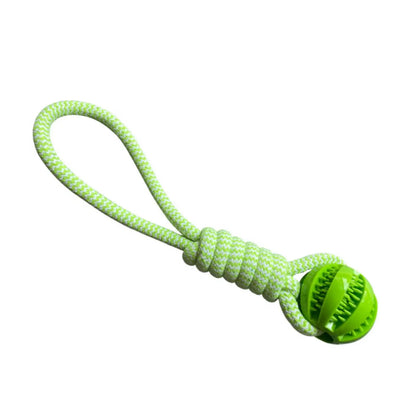 Pet Toy Dog Bite-Resistant Cotton Rope Hand-Held Treat Ball for Teeth Cleaning and Training, Interactive Educational Toy Ball